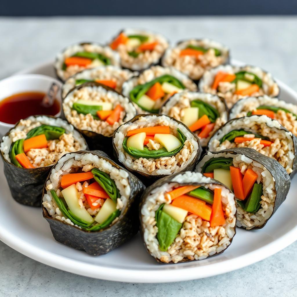 Vegetable Kimbap (Korean Seaweed Rice Rolls)