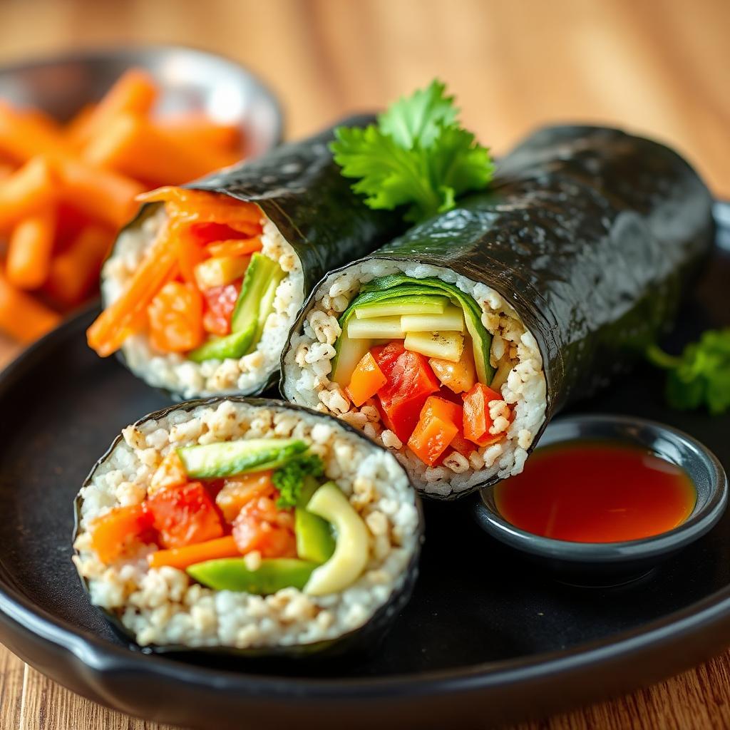 Vegetable Kimbap (Korean Seaweed Rice Rolls)