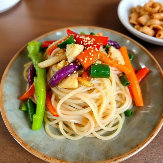 Japchae (Sweet Potato Noodles with Vegetables)