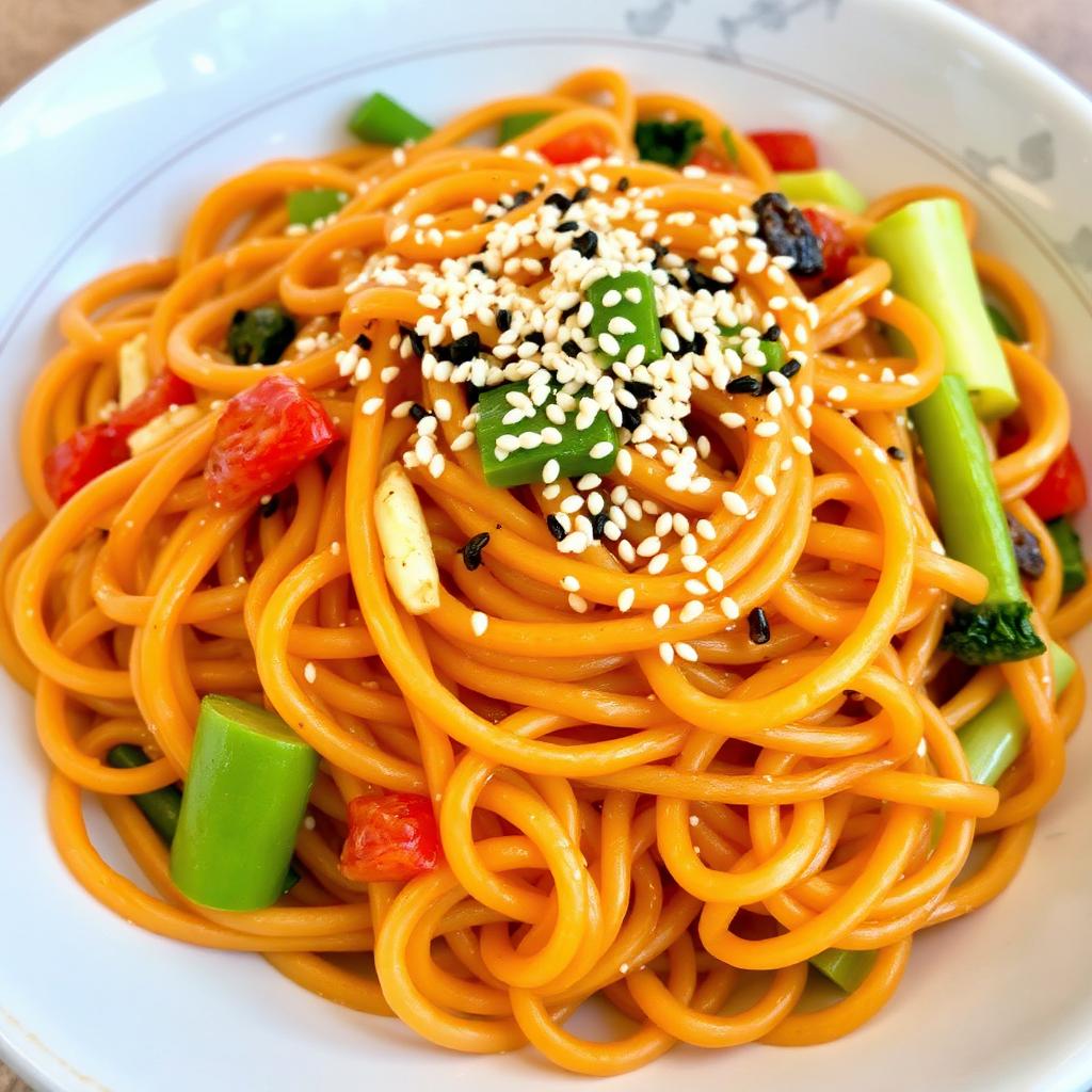 Japchae (Sweet Potato Noodles with Vegetables)